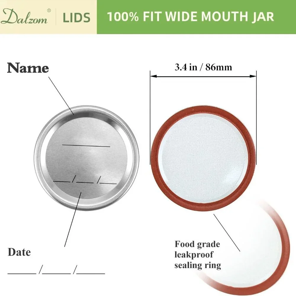 48Pcs Canning Lids with Rings Wide Mouth, Premium Mason Jar Lids with Bands/Ring - Picture 3 of 6